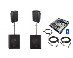 Акустическая система JBL IRX108BT с 2 сабвуферами + микшер | 1200Вт